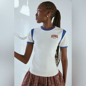 Urban Outfitters Y2K Baby Tee ROMA Graphic Small Euro Sport Vintage Inspired